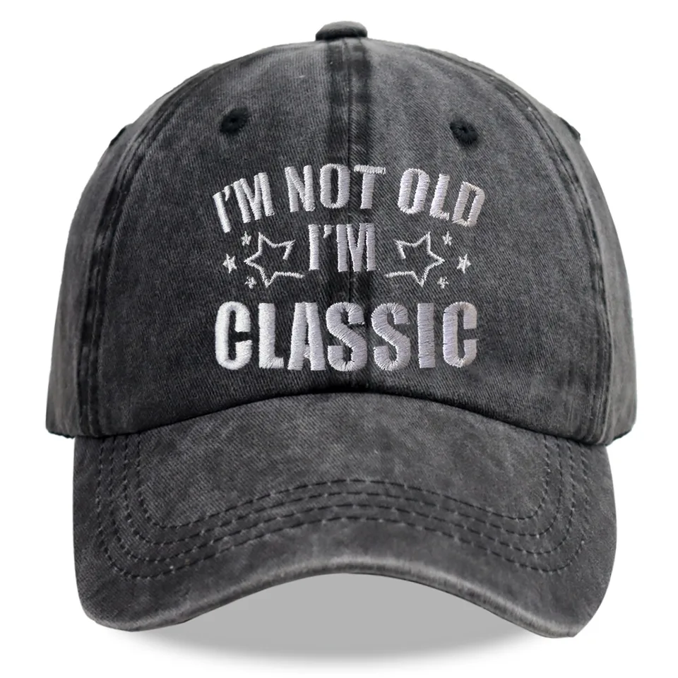 I'm Not Old I'm Classic Baseball Cap, Vintage Washed Cotton Embroidered Hat, Funny Retirement Gifts For Men Women view 3
