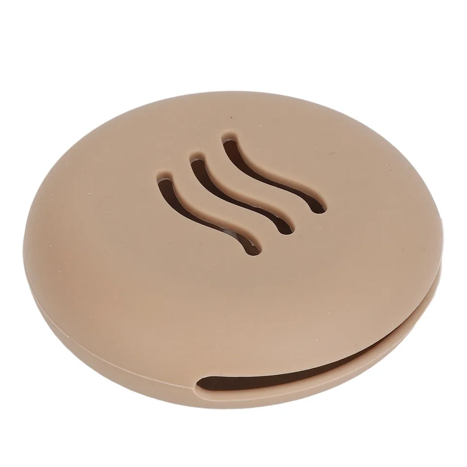 Silicone Powder Puff Holder Breathable Dust Prevention Portable Makeup Sponge Storage Case Brown view 2