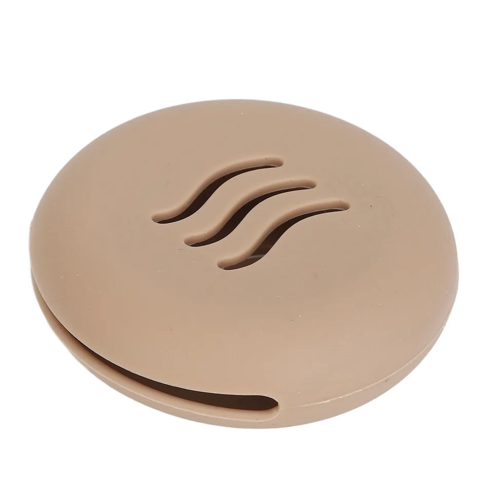 Silicone Powder Puff Holder Breathable Dust Prevention Portable Makeup Sponge Storage Case Brown view 5