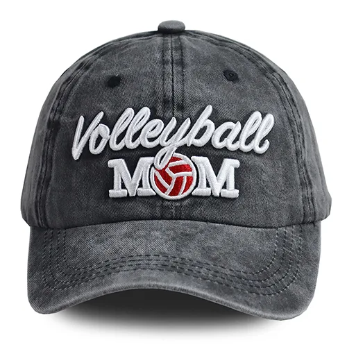 Volleyball Mom Embroidered Baseball Cap, Vintage Washed Cotton Hat For Women Volleyball Lover Mom Gift view 2