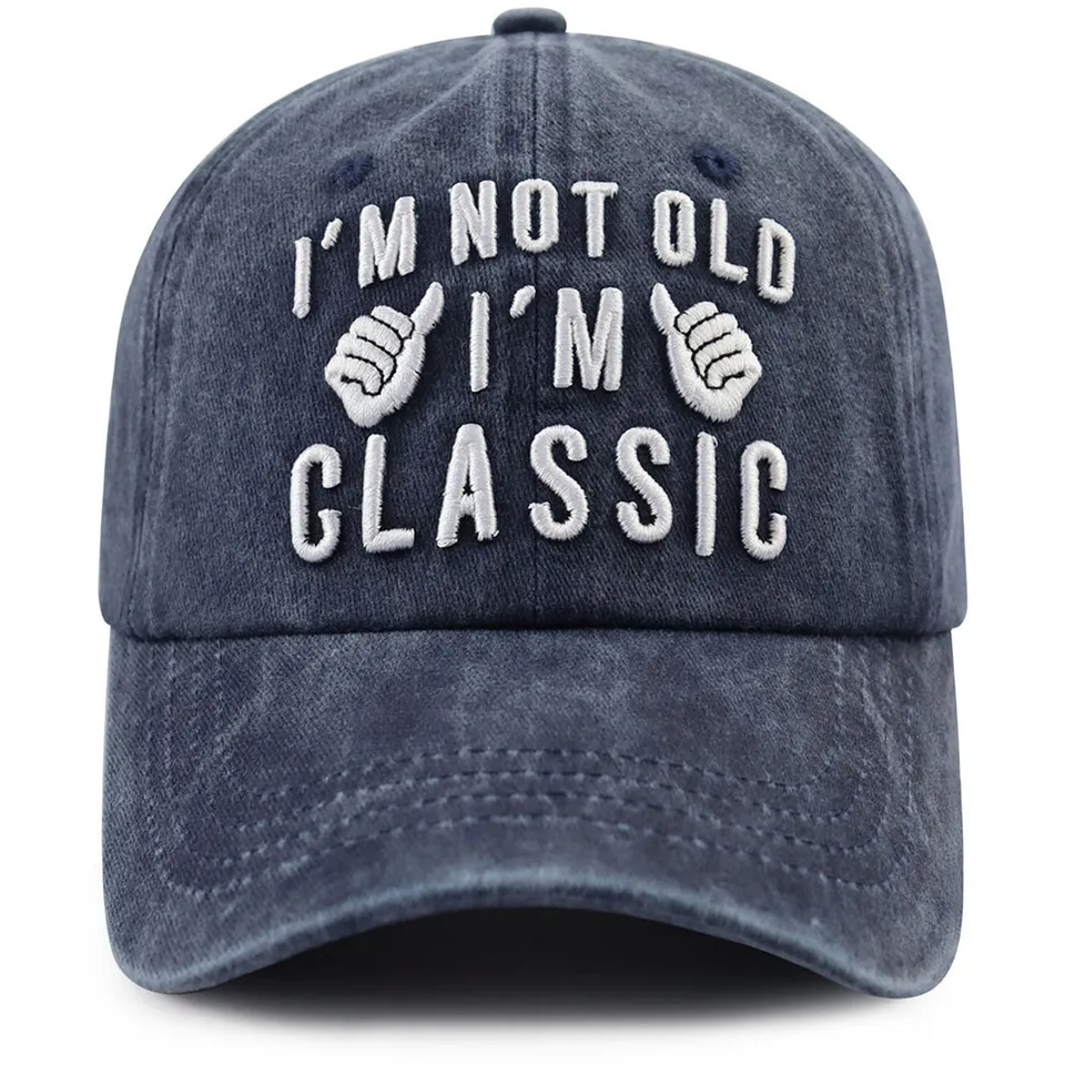 Vintage Washed Navy Baseball Cap, I'm Not Old I'm Classic Embroidery Hat, Retro Summer Casual Cotton Trucker Hat view 2