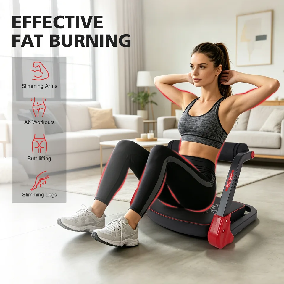 Ab Core Trainer Abdominal Machine For Home Gym With Resistance Bands Red view 2