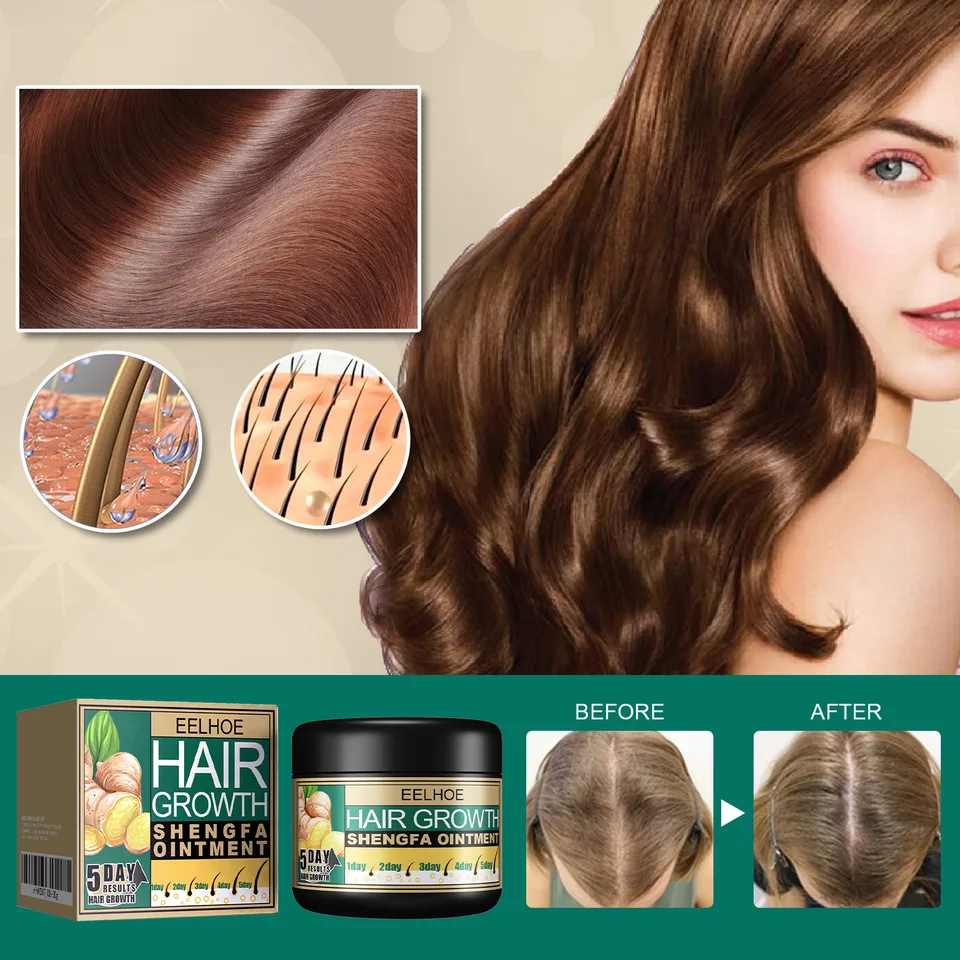 Ginger Hair Growth Ointment, Nourishing Scalp Care Cream For Thinning Hair, Anti Hair Loss Treatment With Ginger Root Extract view 3