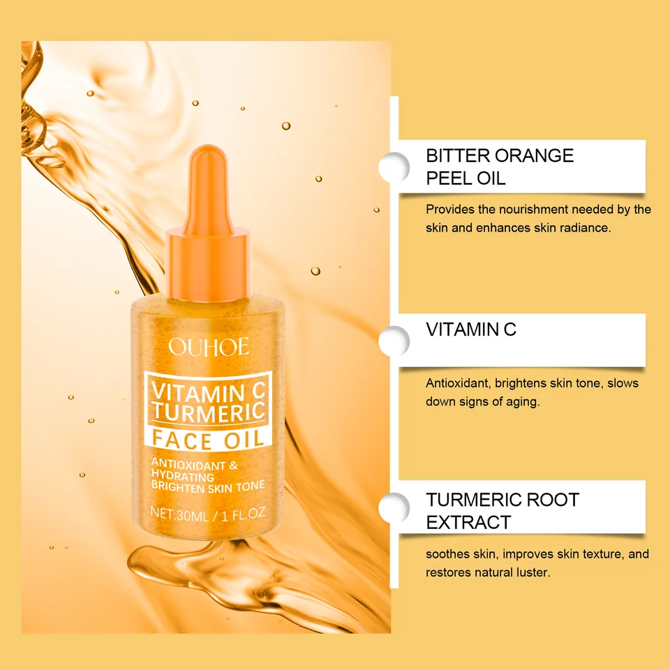Vitamin C Turmeric Face Oil With Niacinamide & Rosemary Leaf Oil, Hydrating Brightening Facial Oil For Soothing Irritated Skin, Improve Skin view 4