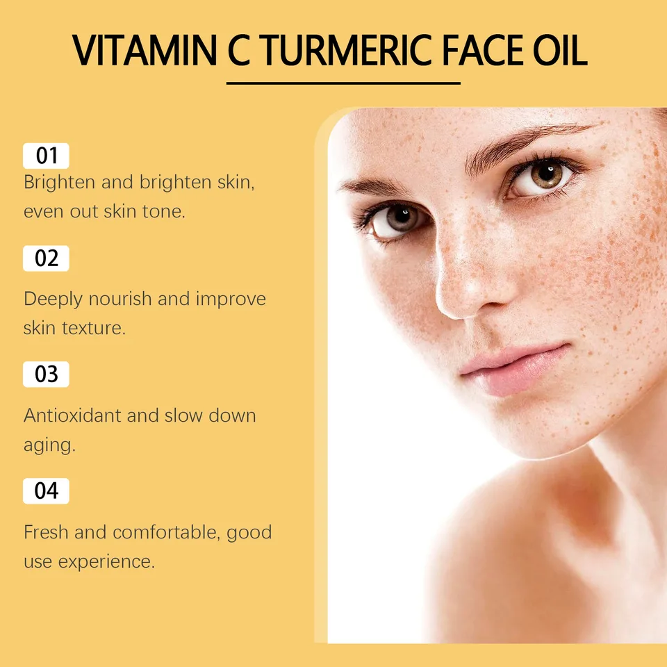 Vitamin C Turmeric Face Oil With Niacinamide & Rosemary Leaf Oil, Hydrating Brightening Facial Oil For Soothing Irritated Skin, Improve Skin view 5