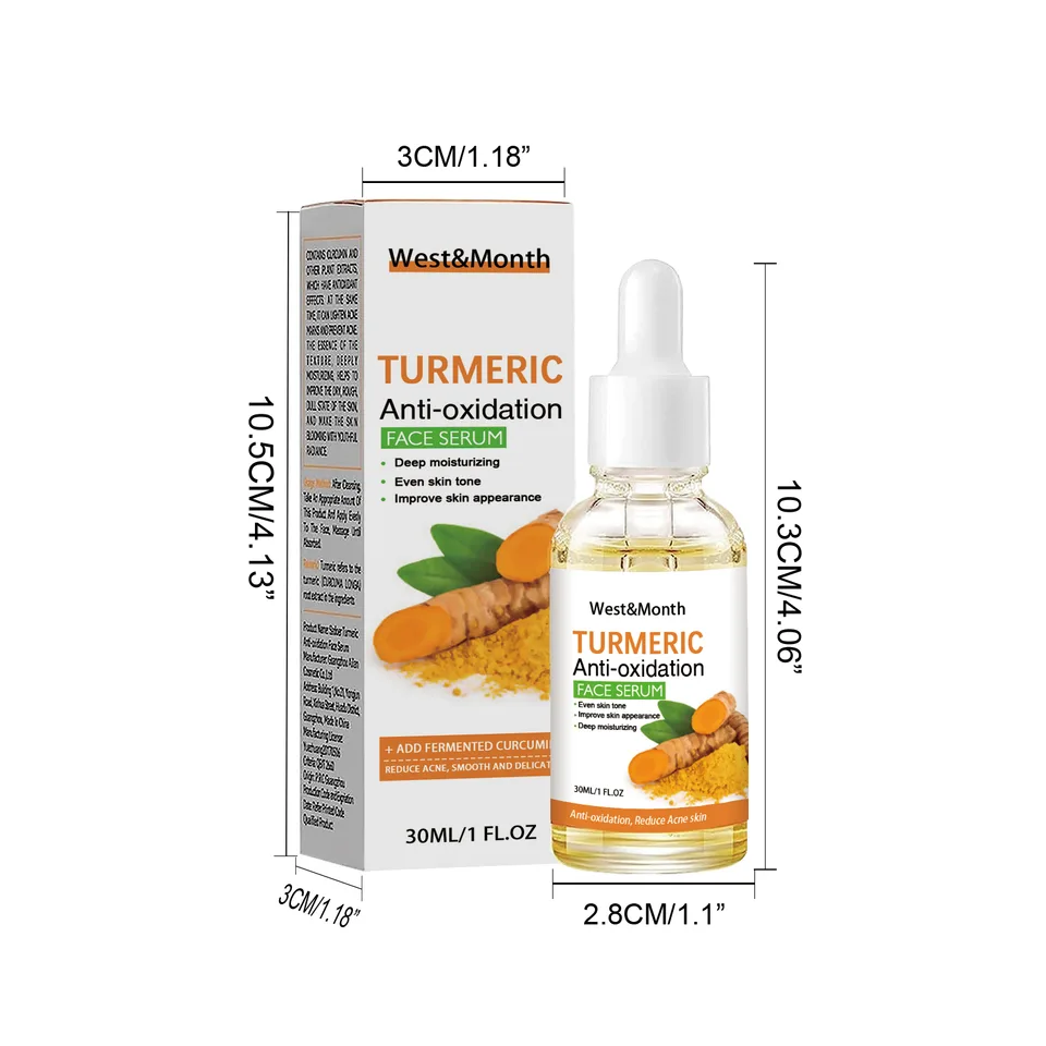 Turmeric Anti-Oxidation Face Serum, 30ml Hydrating Brightening Serum For Acne Marks & Uneven Skin Tone view 2