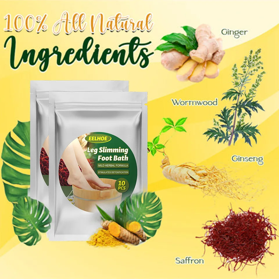 Herbal Leg Slimming Foot Bath Bags With Ginger, Saffron & Ginseng, Detox Foot Soak For Boost Circulation, Dispelling Cold & Dampness, 10 view 5