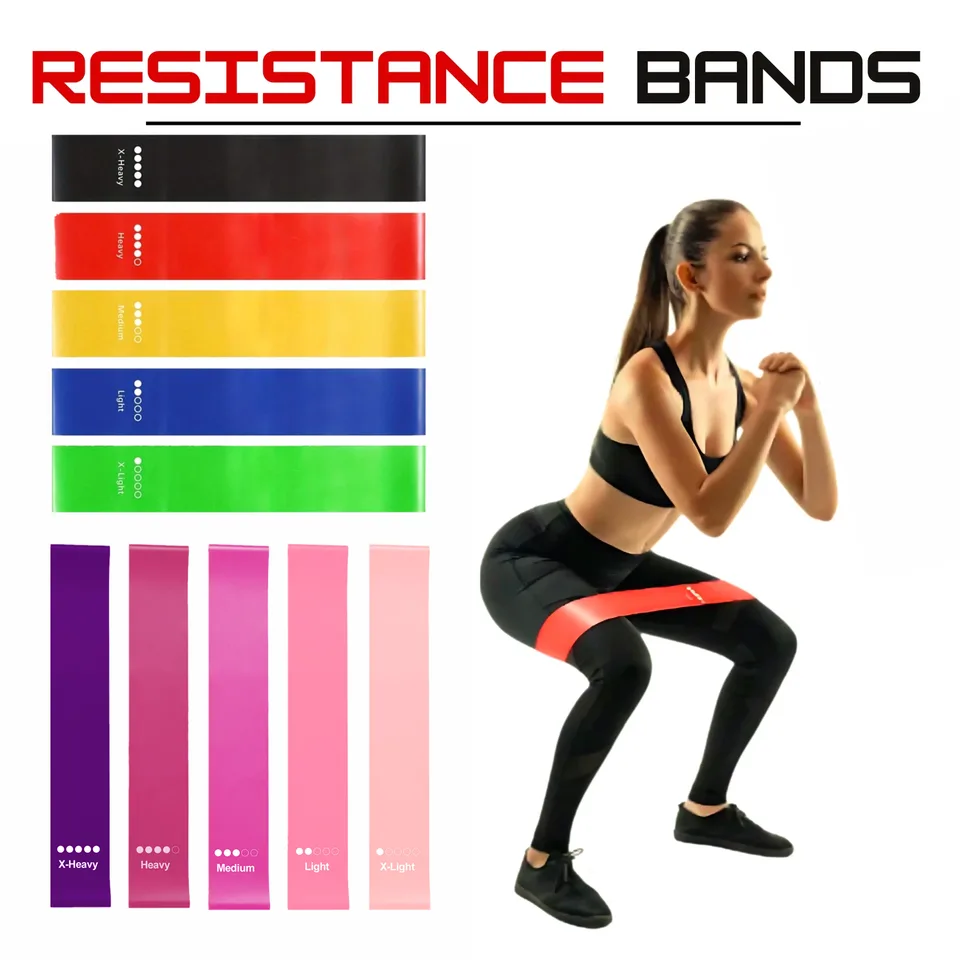 Resistance Bands Loop Set Of 10 Exercise Strength Workout Fitness Yoga Booty Band Training view 1