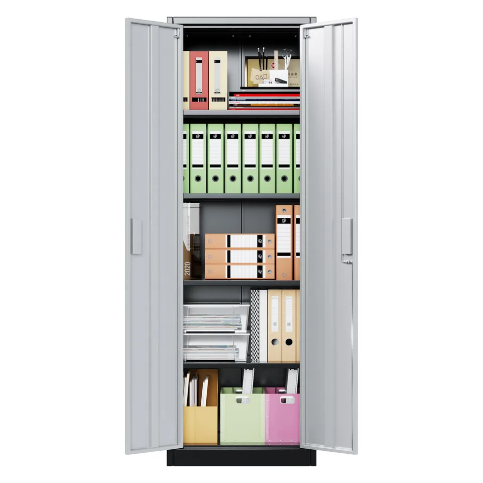 Metal Garage Storage Cabinet, Lockable Steel Storage Cabinet With 4 Adjustable Shelves For Garage, Office, Home, Assembly Required, Black & view 3
