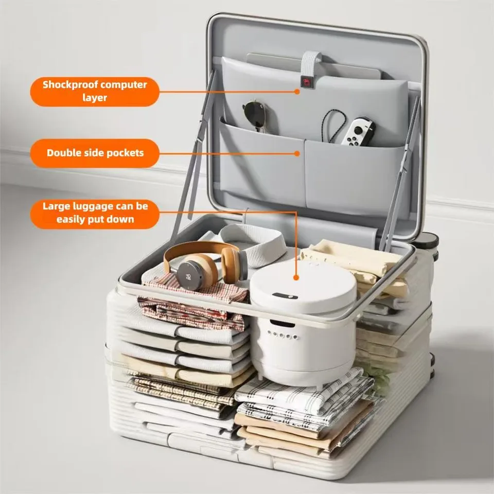 Only Supports Self Pickup Brand New 20 Inch Side Opening Small Luggage Compartment With Cup Holder, USB Port, Multifunctional Luggage view 13