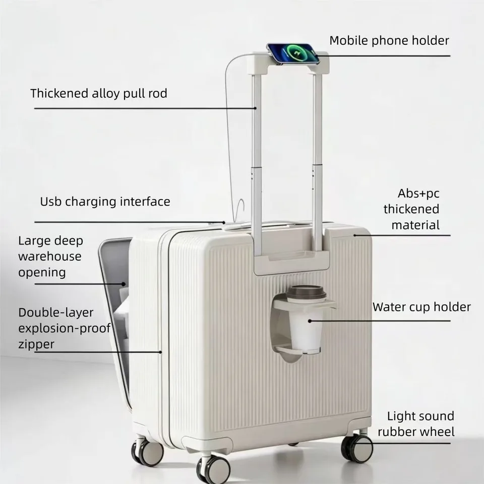 Only Supports Self Pickup Brand New 20 Inch Side Opening Small Luggage Compartment With Cup Holder, USB Port, Multifunctional Luggage view 8