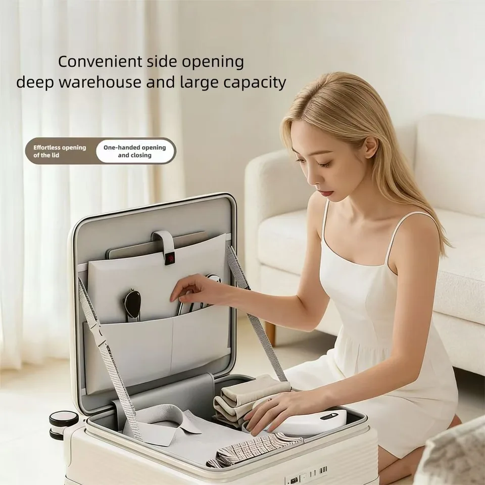 Only Supports Self Pickup Brand New 20 Inch Side Opening Small Luggage Compartment With Cup Holder, USB Port, Multifunctional Luggage view 3