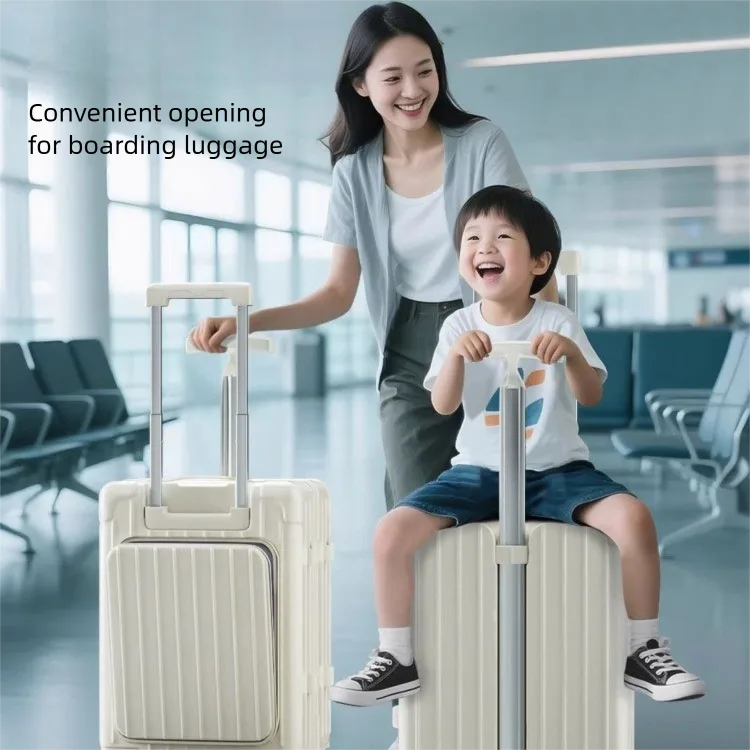 20 Inch Double Pull Rod Design Luggage Case, Can Be Seated, Front Open Lid Luggage Compartment, Silent Universal Wheels, Dry Wet Separation view 1