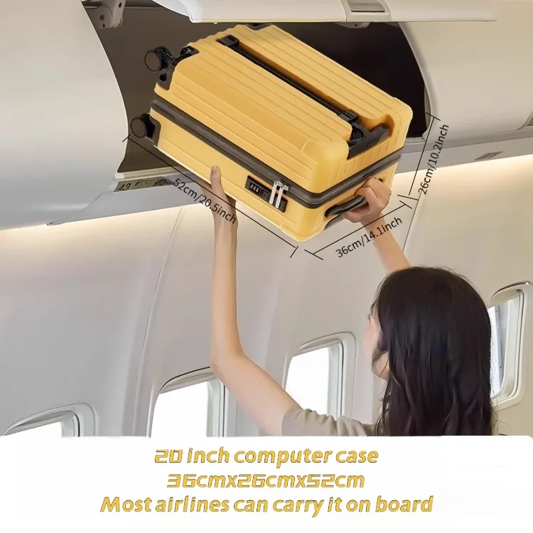 20 Inch Double Pull Rod Design Luggage Case, Can Be Seated, Front Open Lid Luggage Compartment, Silent Universal Wheels, Dry Wet Separation view 9