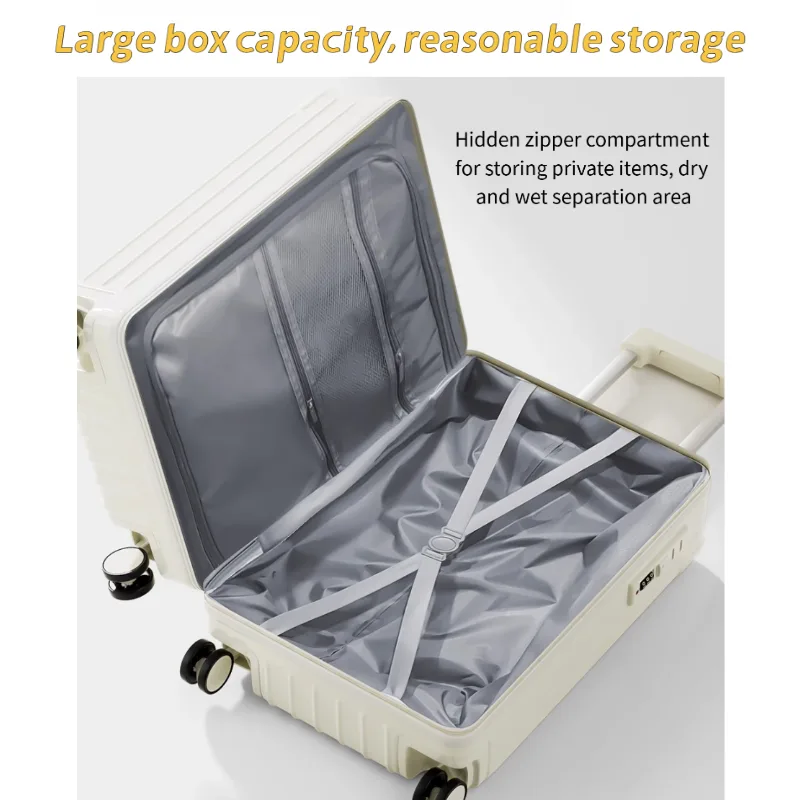 20 Inch Double Pull Rod Design Luggage Case, Can Be Seated, Front Open Lid Luggage Compartment, Silent Universal Wheels, Dry Wet Separation view 4