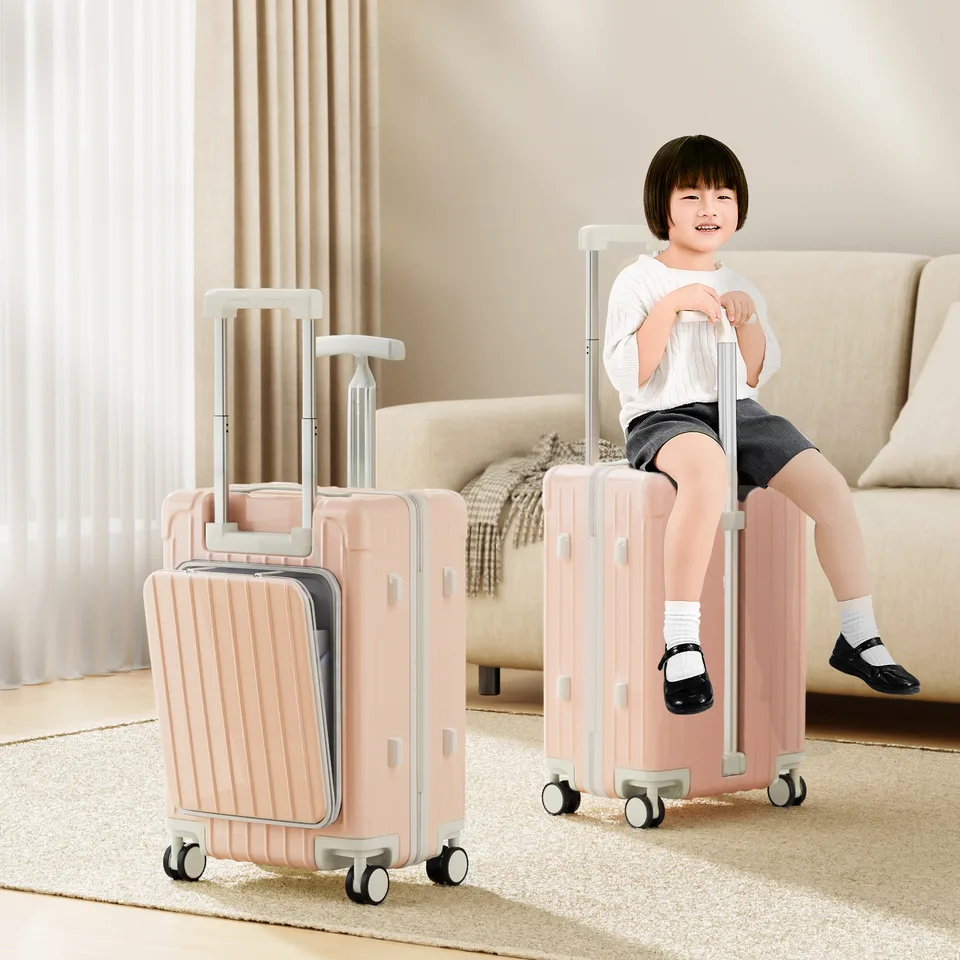 20 Inch Double Pull Rod Design Luggage Case, Can Be Seated, Front Open Lid Luggage Compartment, Silent Universal Wheels, Dry Wet Separation view 8