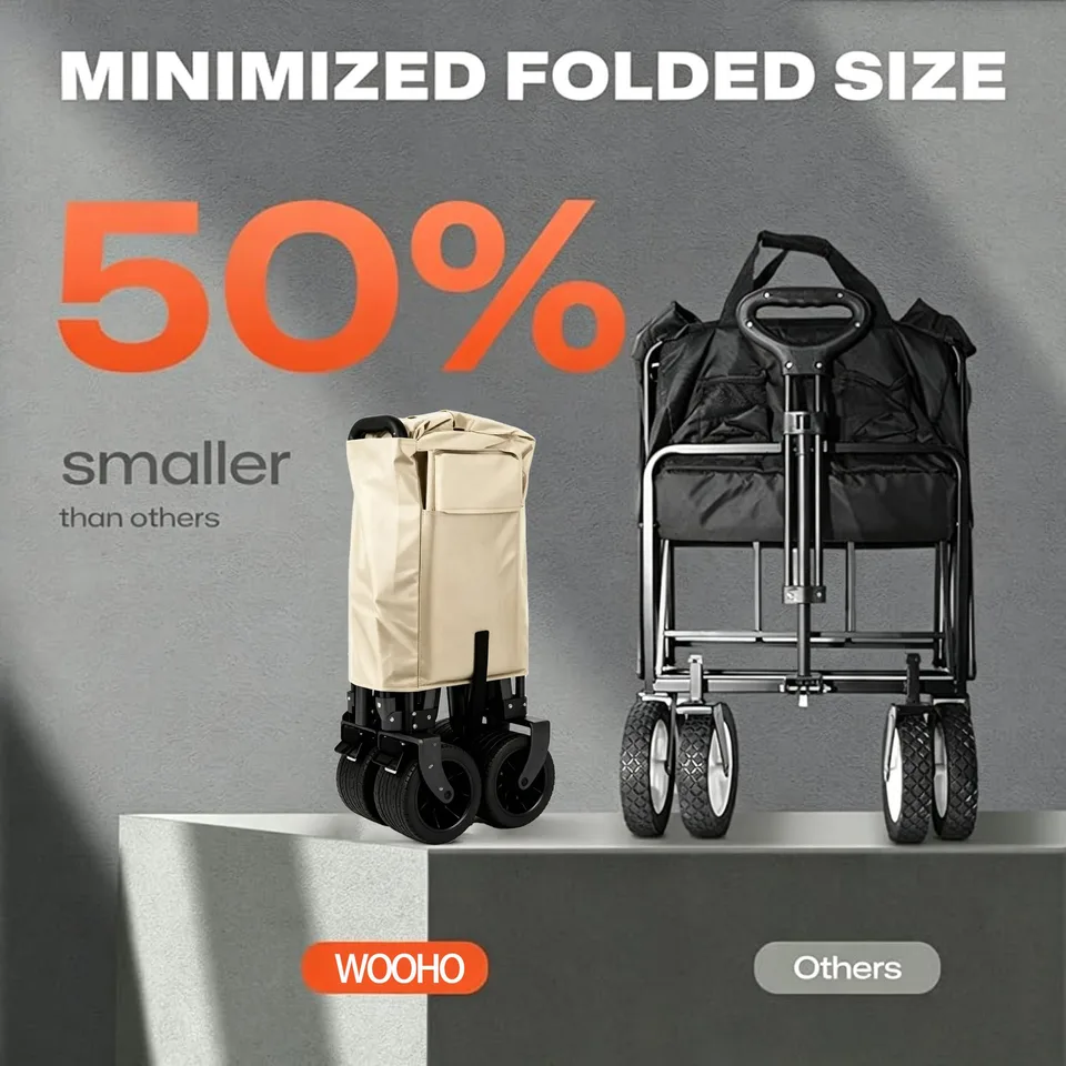 Multi-functional Foldable Camping Cart With Removable Tabletop, Expandable Rear Storage Space, All-terrain Wheels, Suitable For Outdoor view 7