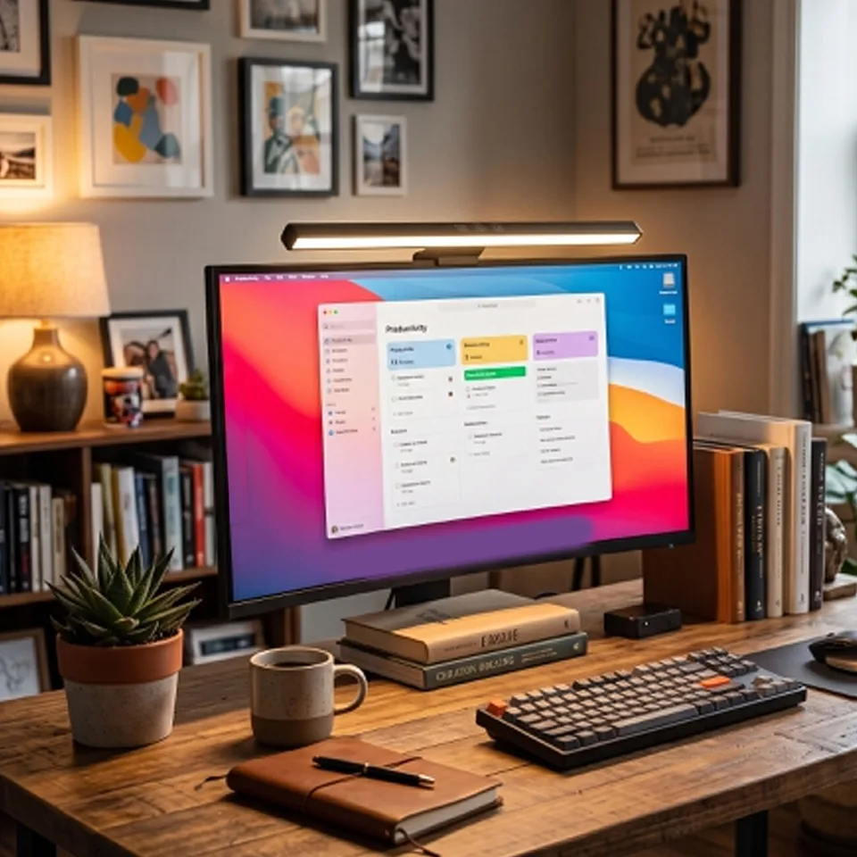 Computer Monitor Light LED Screen Bar USB Powered Dimmable 3 Color Temperature Modes Touch Control For Desktop view 2