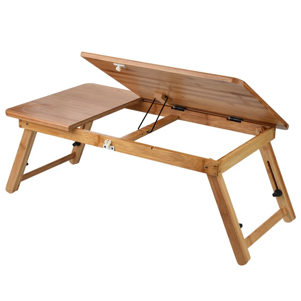 Portable Foldable Wooden Bamboo Laptop Table Sofa Bed Office Laptop Stand Adjustable 62*34 view 4