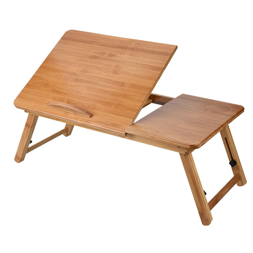 Portable Foldable Wooden Bamboo Laptop Table Sofa Bed Office Laptop Stand Adjustable 62*34 view 2