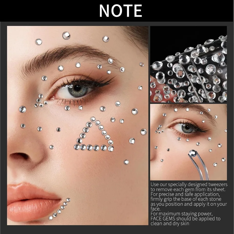 Gem Stickers Face Gems Self Adhesive Face Gems And Pearls For Makeup Festival Jewels For Halloween Rave Accessories Hair Gems Rhinestone view 7