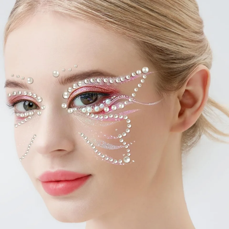Gem Stickers Face Gems Self Adhesive Face Gems And Pearls For Makeup Festival Jewels For Halloween Rave Accessories Hair Gems Rhinestone view 5