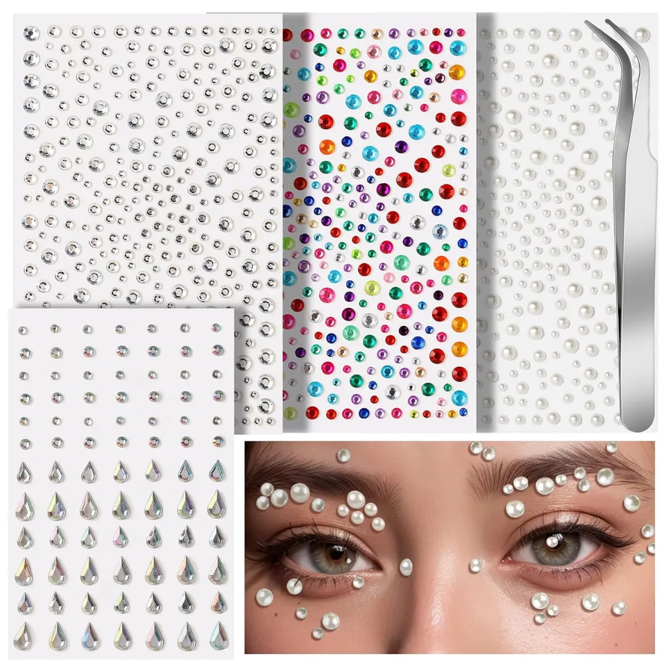 Gem Stickers Face Gems Self Adhesive Face Gems And Pearls For Makeup Festival Jewels For Halloween Rave Accessories Hair Gems Rhinestone view 1
