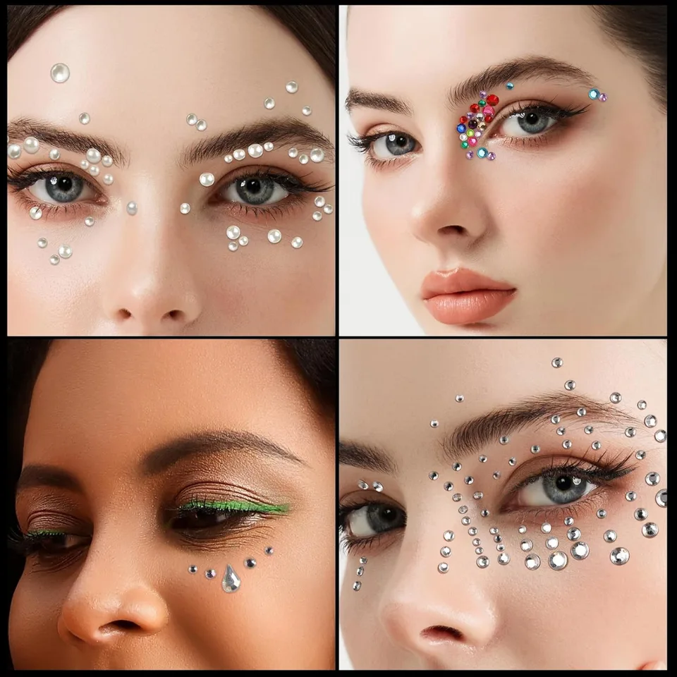 Gem Stickers Face Gems Self Adhesive Face Gems And Pearls For Makeup Festival Jewels For Halloween Rave Accessories Hair Gems Rhinestone view 3