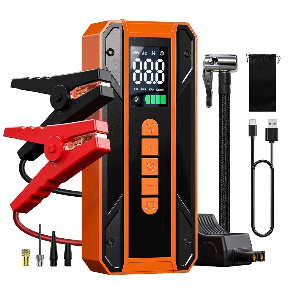 Air Pump Car Jumper Starter Portable Battery Pack With 150PSI Tire Inflator, 12V Jumper Box For Car Charger Battery Booster With LCD view 1