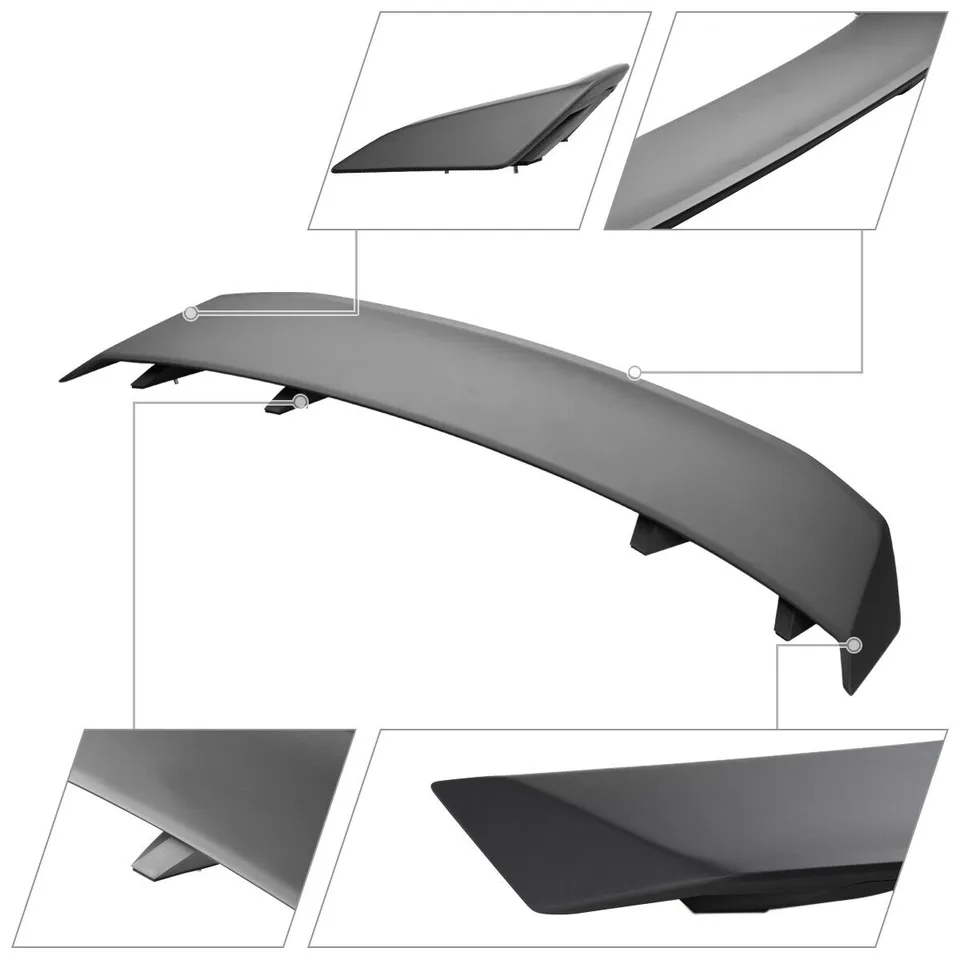 Spoiler Wing 4-Pedestal Style Rear Trunk Black view 2