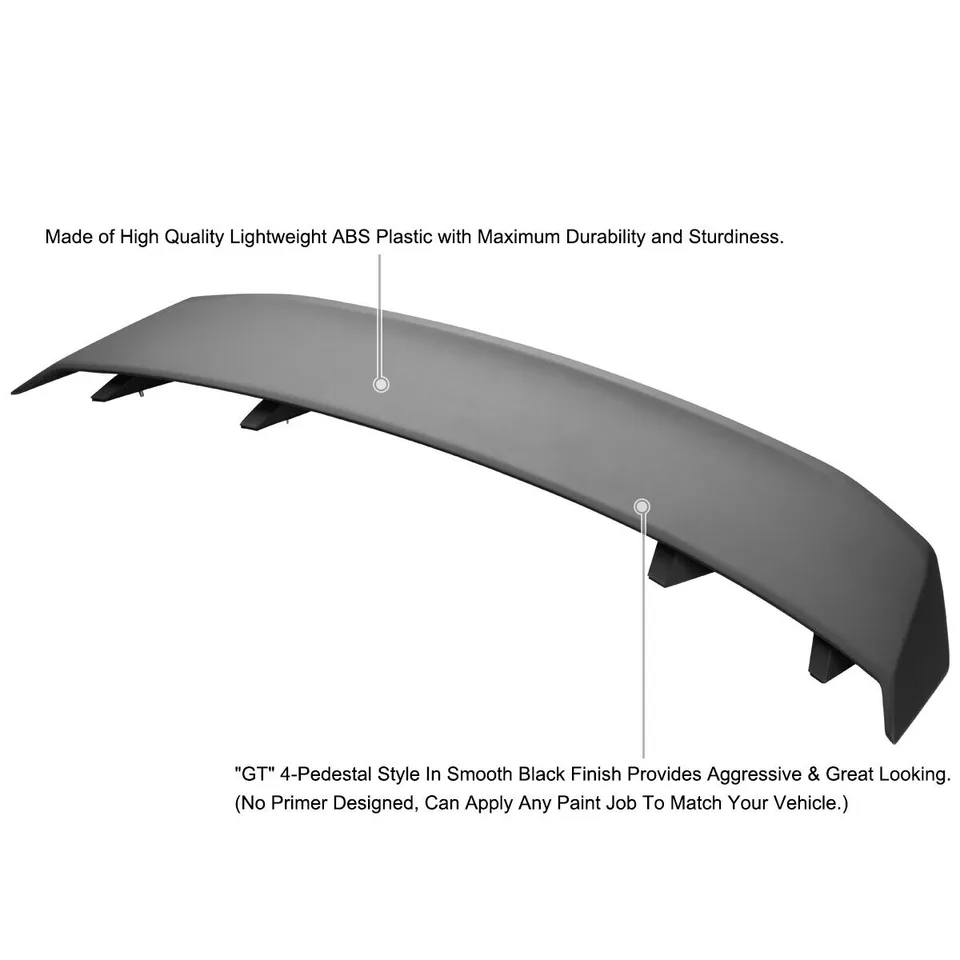 Spoiler Wing 4-Pedestal Style Rear Trunk Black view 3
