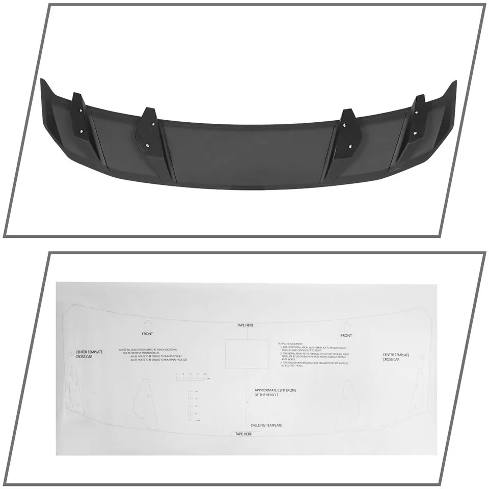 Spoiler Wing 4-Pedestal Style Rear Trunk Black view 4