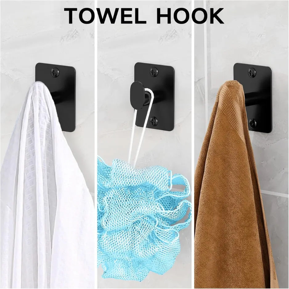 Black Bathroom Accessories Set 4-Piece Bathroom Hardware Set 24 Inch Towel Bar Robe Hooks Toilet Paper Holder view 3