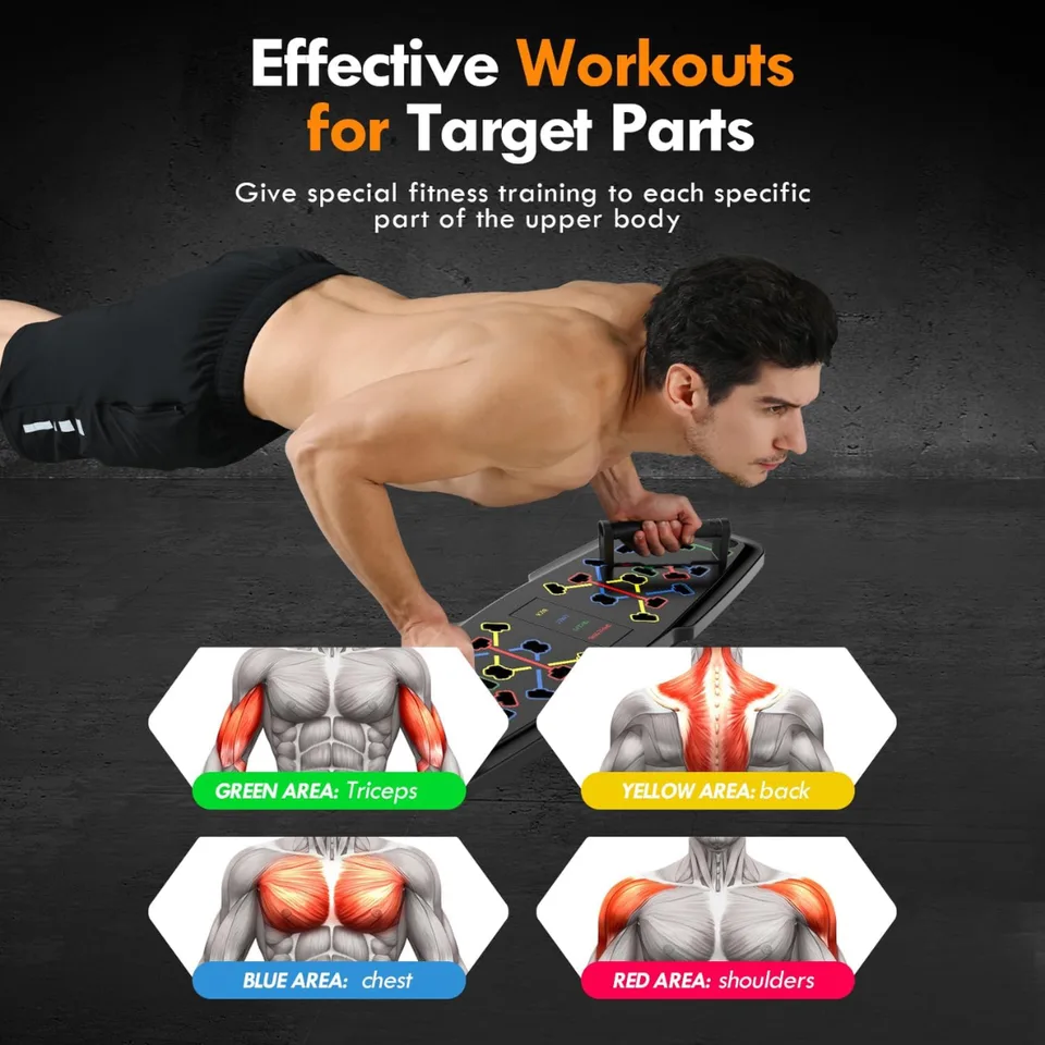 PUsh Up Board,Home Gym,Portable Exercise Equipment,Pilates Bar And 20 Fitness Accessories With Resistance Bands And Ab Roller Wheel,Full view 4