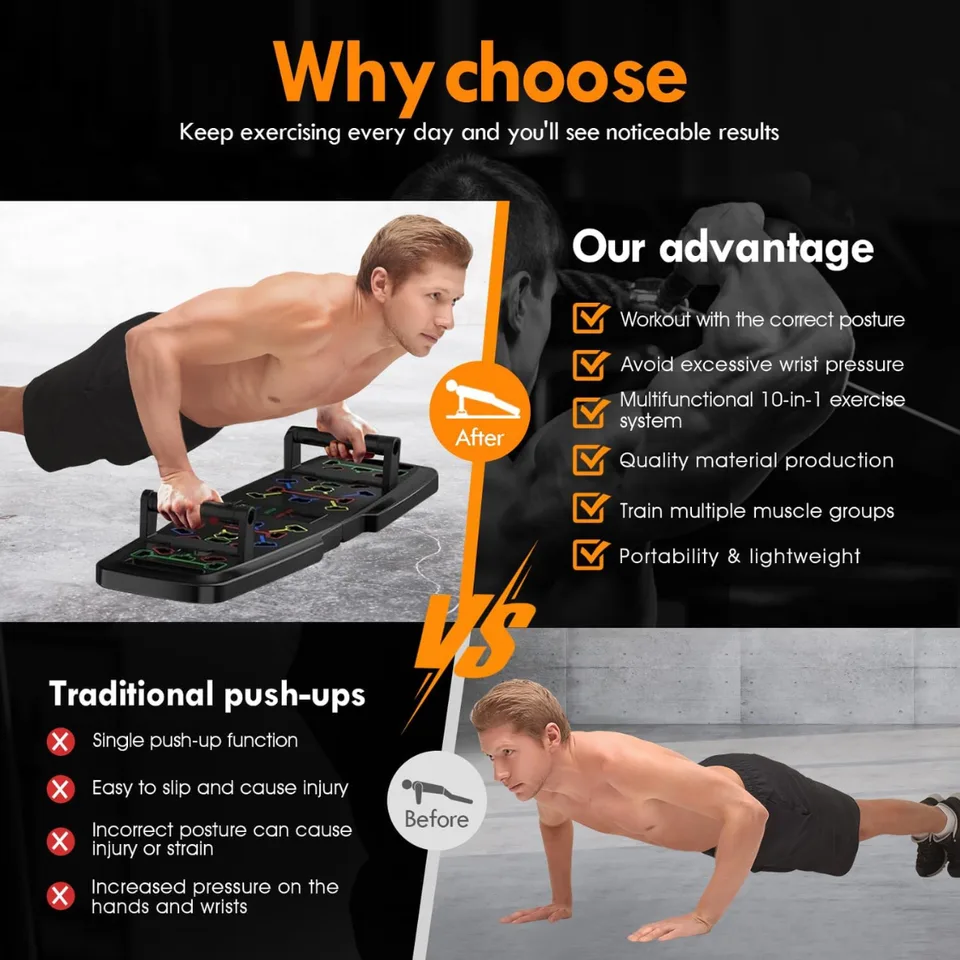 PUsh Up Board,Home Gym,Portable Exercise Equipment,Pilates Bar And 20 Fitness Accessories With Resistance Bands And Ab Roller Wheel,Full view 5