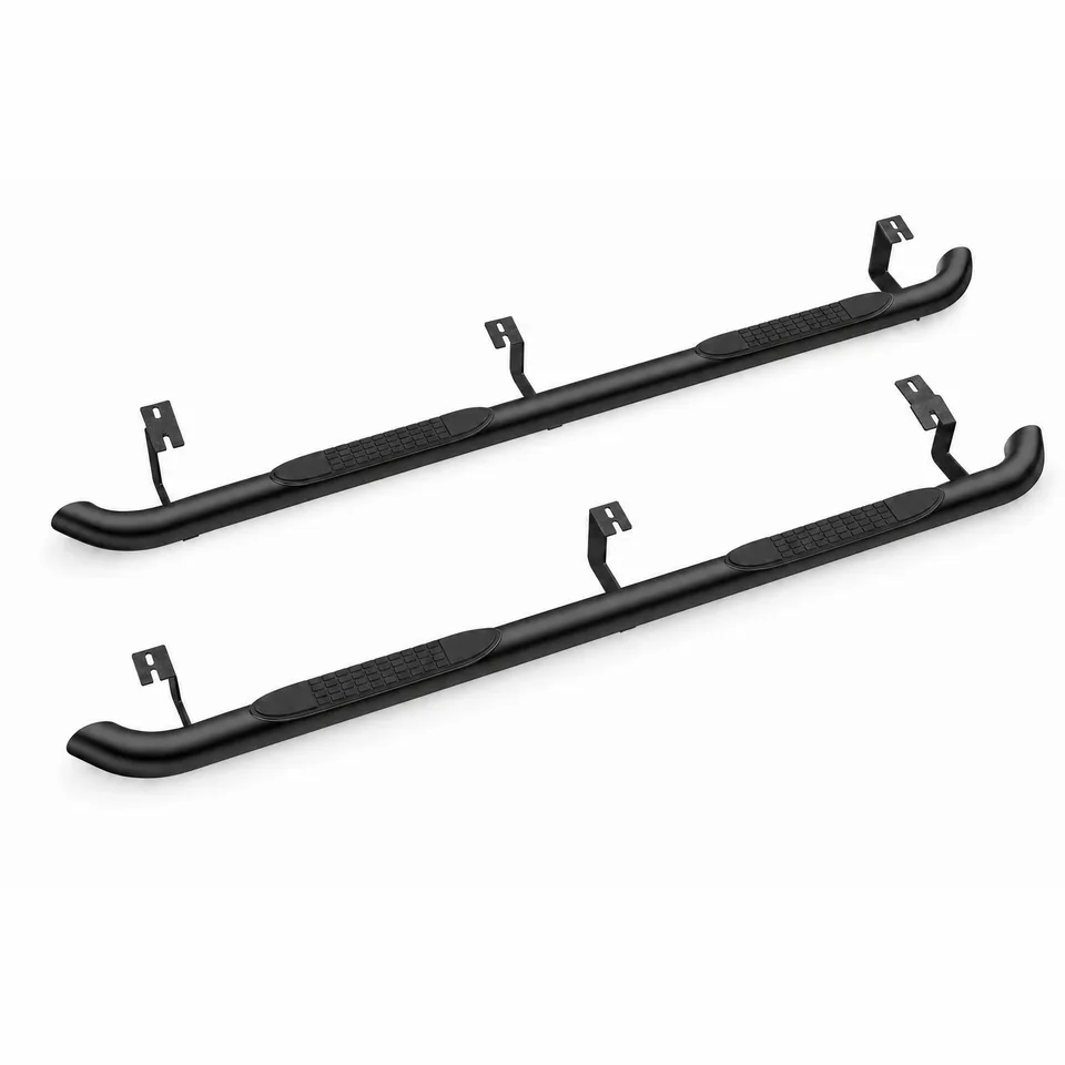 2PCS 4 Inch Running Boards Side Steps Fit Toyota Tacoma 2005-2023 (Crew Cab/Double Cab) Oval Straight Carbon Steel Black Powder, Off-Road view 8