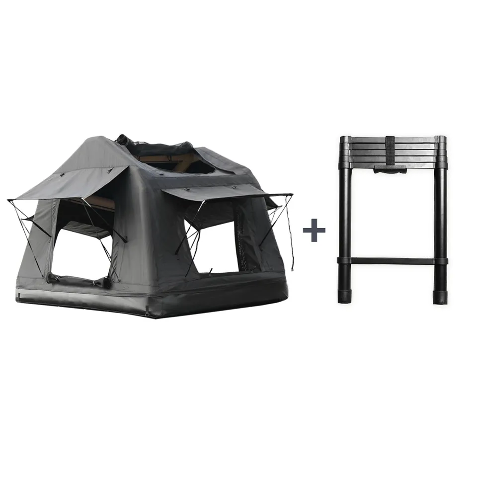 Portable Amphibious Inflatable Tent For Camping Foldable Offroad Roof Top Tent Floating Tent (With Ladder, Black) view 6