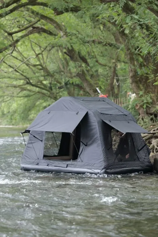 Portable Amphibious Inflatable Tent For Camping Foldable Offroad Roof Top Tent Floating Tent (With Ladder, Black) view 12