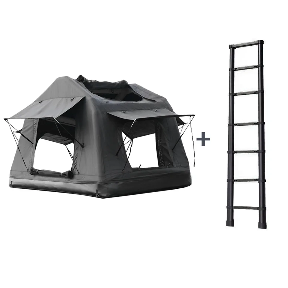 Portable Amphibious Inflatable Tent For Camping Foldable Offroad Roof Top Tent Floating Tent (With Ladder, Black) view 14