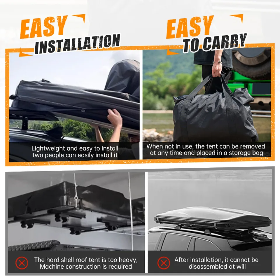 Portable Amphibious Inflatable Tent For Camping Foldable Offroad Roof Top Tent Floating Tent (With Ladder, Black) view 17
