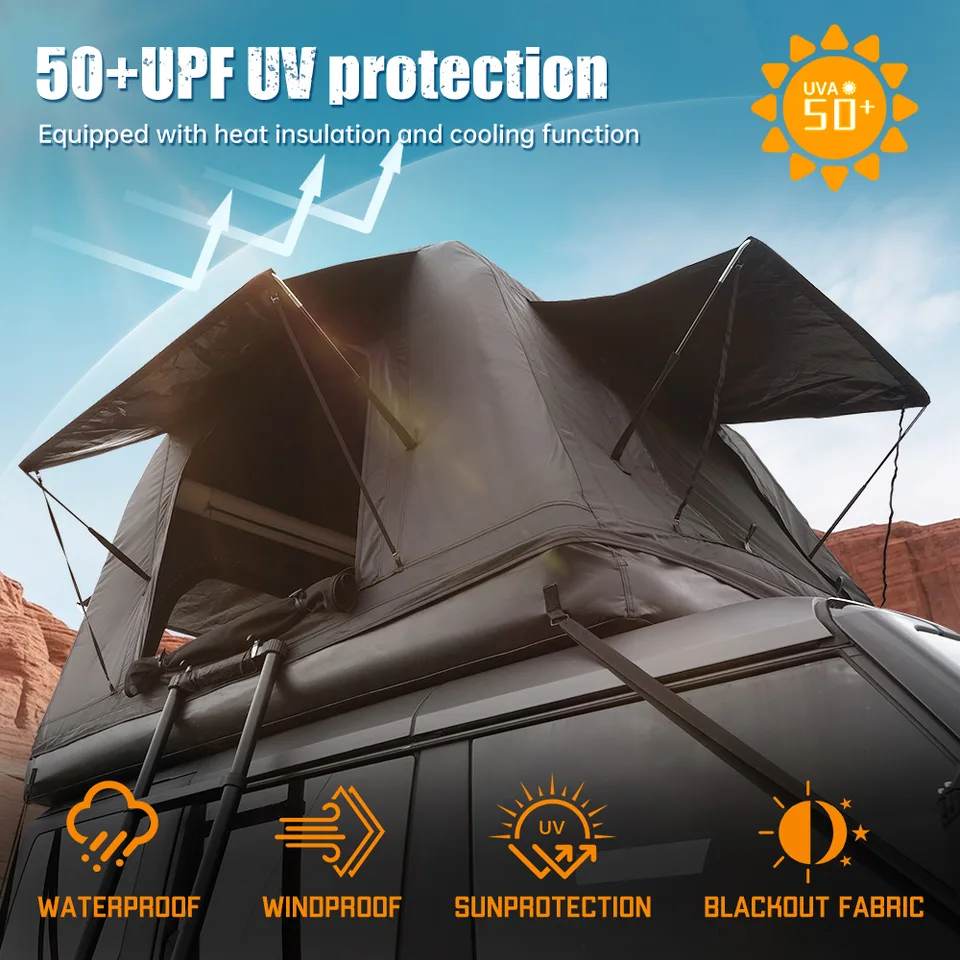 Portable Amphibious Inflatable Tent For Camping Foldable Offroad Roof Top Tent Floating Tent (With Ladder, Black) view 8
