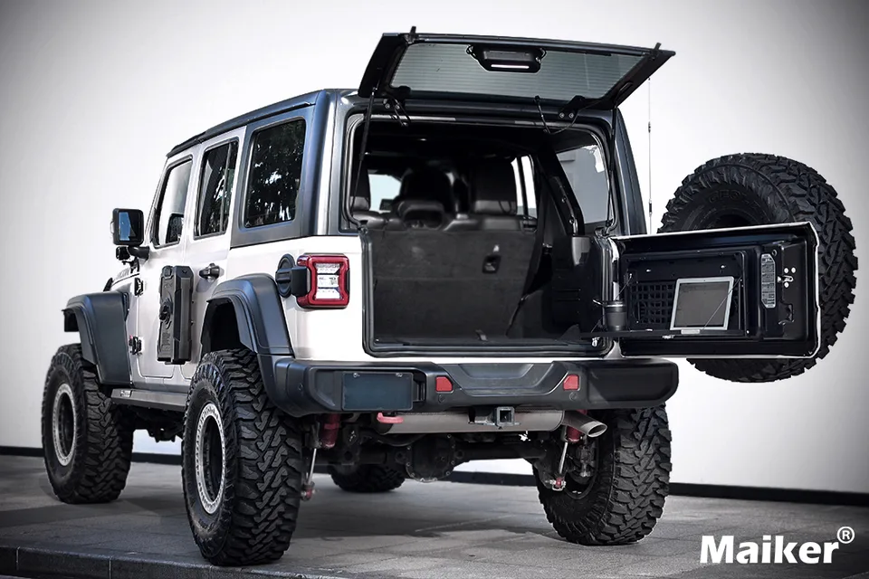 2-Tier Tailgate Table Rear Foldable Storage Cargo Rack Outdoor Camping Desk for 2007-2026 Jeep Wrangler JK&JL 4 Door (Not Fit JK Models with view 3