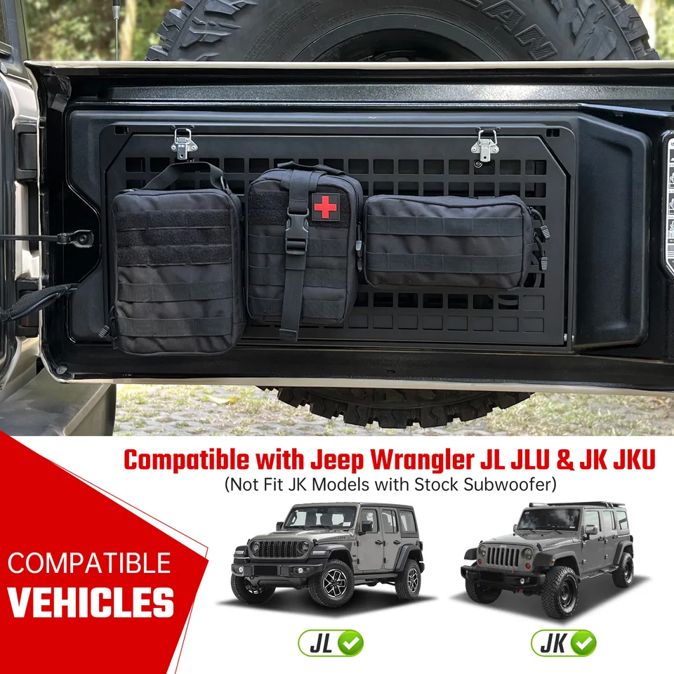 2-Tier Tailgate Table Rear Foldable Storage Cargo Rack Outdoor Camping Desk for 2007-2026 Jeep Wrangler JK&JL 4 Door (Not Fit JK Models with view 5