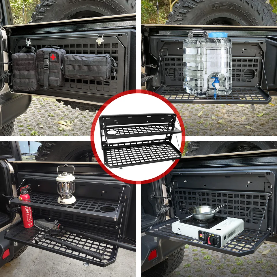2-Tier Tailgate Table Rear Foldable Storage Cargo Rack Outdoor Camping Desk for 2007-2026 Jeep Wrangler JK&JL 4 Door (Not Fit JK Models with view 15