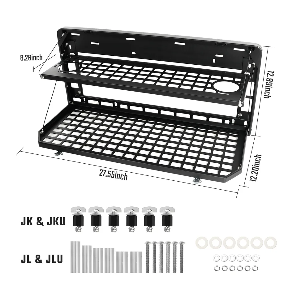 2-Tier Tailgate Table Rear Foldable Storage Cargo Rack Outdoor Camping Desk for 2007-2026 Jeep Wrangler JK&JL 4 Door (Not Fit JK Models with view 9