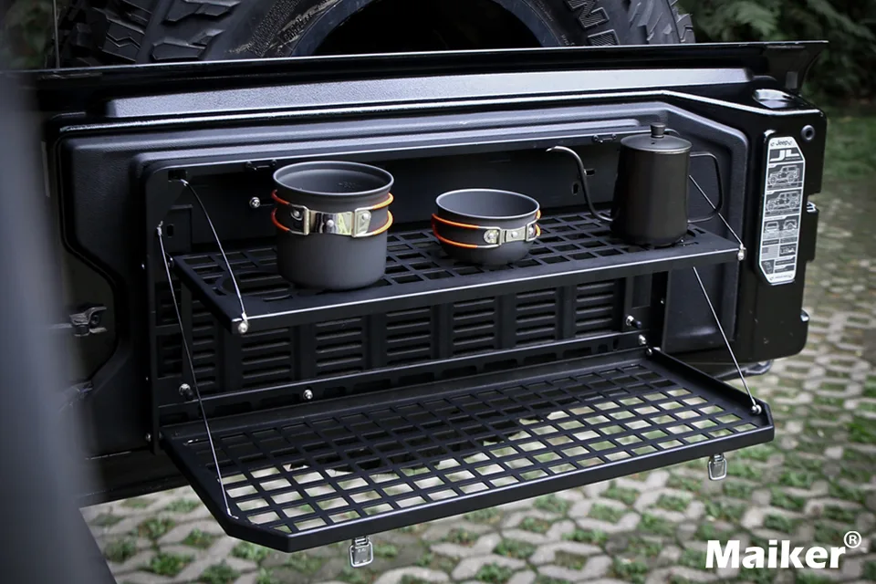 2-Tier Tailgate Table Rear Foldable Storage Cargo Rack Outdoor Camping Desk for 2007-2026 Jeep Wrangler JK&JL 4 Door (Not Fit JK Models with view 6