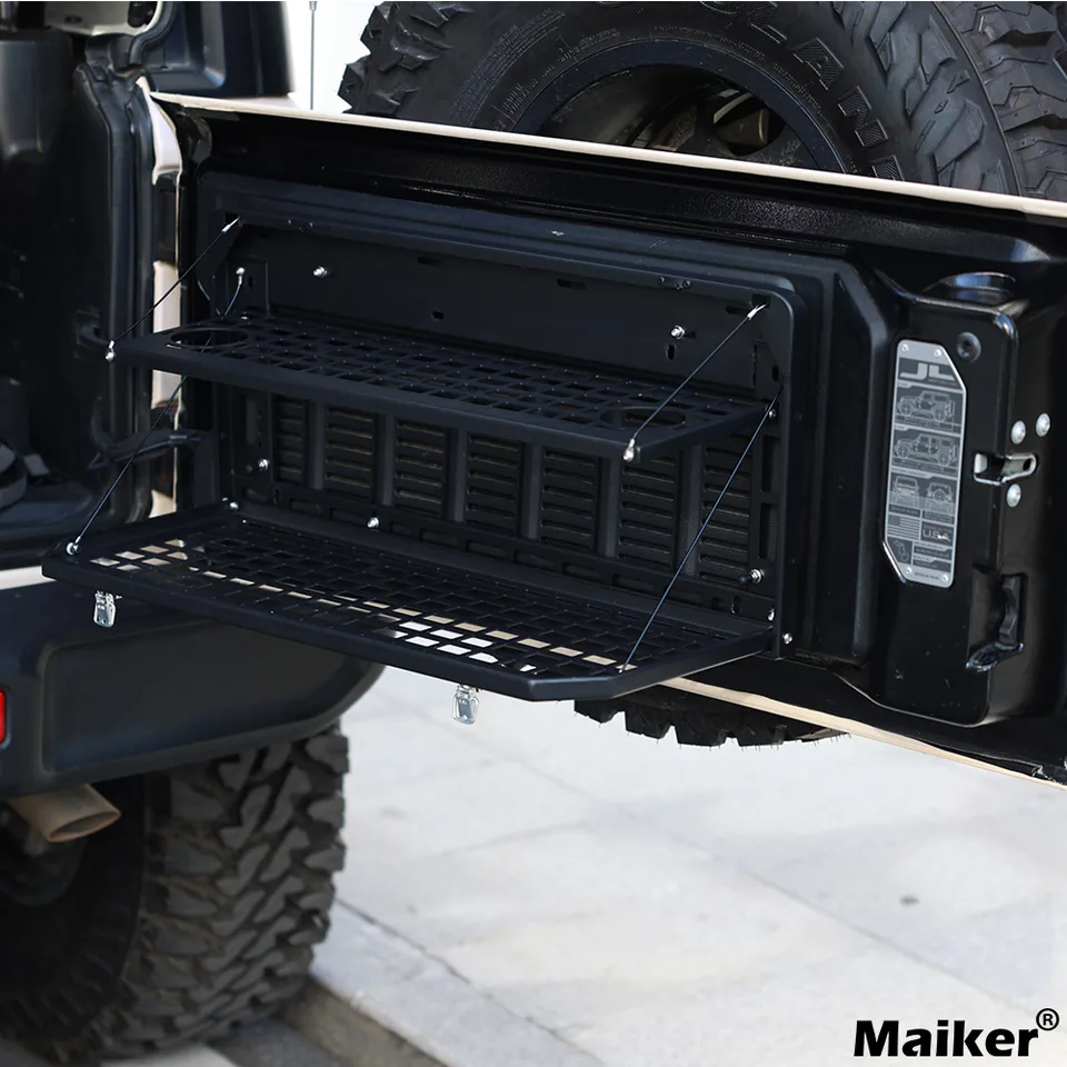 2-Tier Tailgate Table Rear Foldable Storage Cargo Rack Outdoor Camping Desk for 2007-2026 Jeep Wrangler JK&JL 4 Door (Not Fit JK Models with view 10