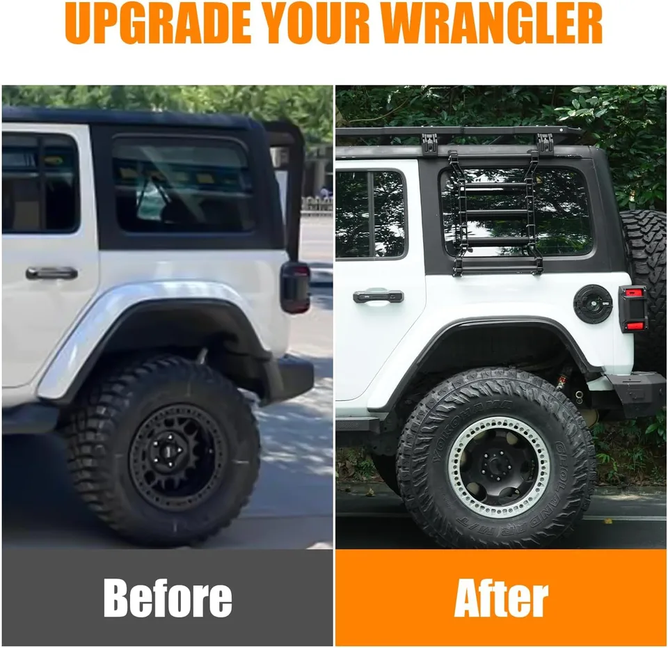 20269 Rear Window Ladder for 2018-2025 Jeep Wrangler JL JLU 2 Door 4 Door Luggage Ladder Rack Multifunctional Flank Kit view 4