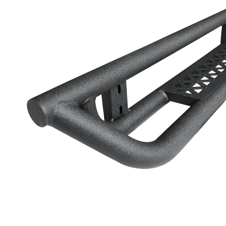 Coated Black Carbon 6-Inch 2-Stairs Side Step Rails Step Bars Steel Nerf Bars Running Boards Compatible with Jeep Wrangler JL 4 Doors view 4