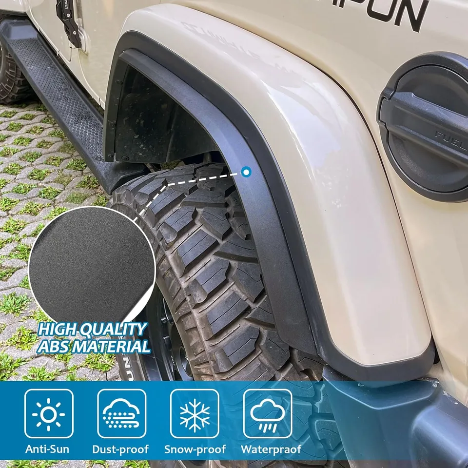Fenders Front & Rear Fenders Compatible with 2018-2026 Jeep Wrangler JL and JLU Unlimited Rubicon, Off-Road Wheel Fender Liner Set 4 view 8